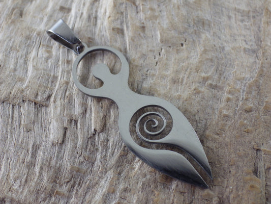 Pagan Goddess Charms Pendants, 45x12mm Stainless Steel Wiccan Fertility Spiral Goddess, Celtic Gothic Druid, Jewelry Making Supplies UK