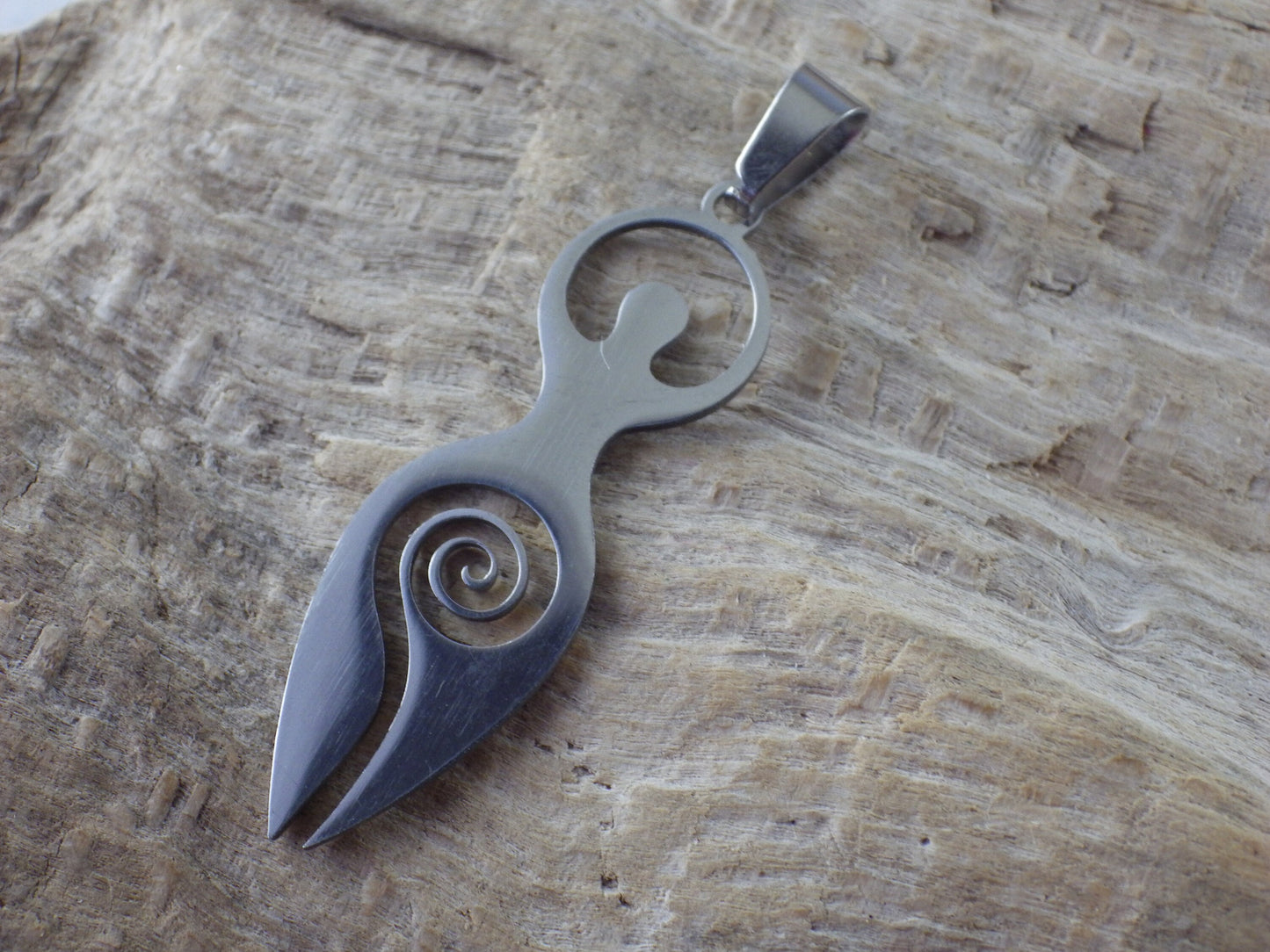 Pagan Goddess Charms Pendants, 45x12mm Stainless Steel Wiccan Fertility Spiral Goddess, Celtic Gothic Druid, Jewelry Making Supplies UK