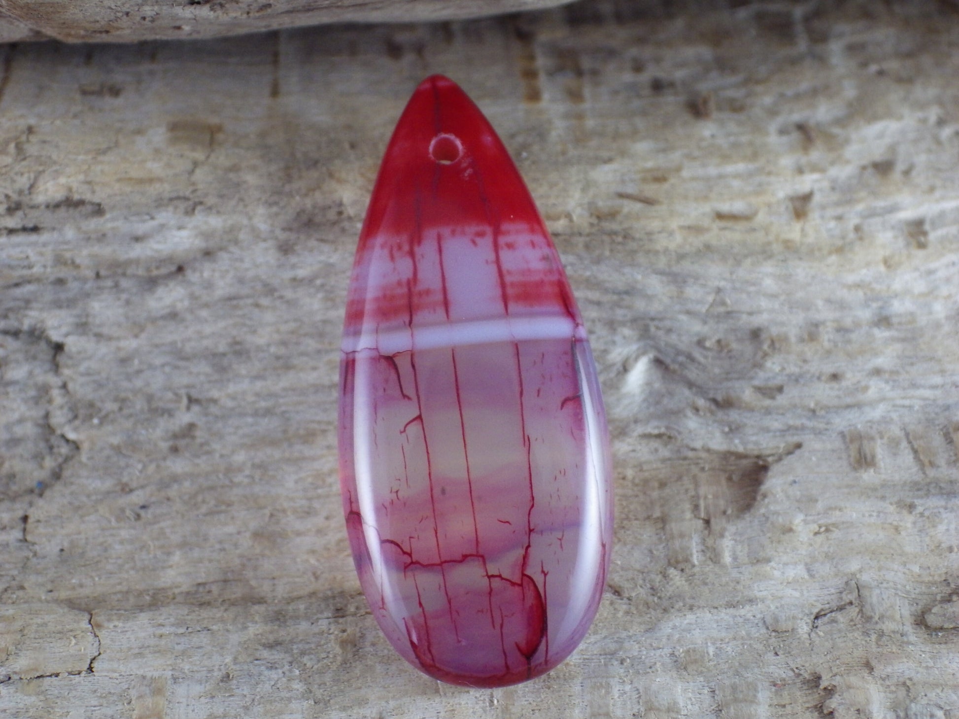 Dragons Vein Fire Agate Pendant 35x15mm, Semi Precious Gemstone, Flat Backed Loose Stone, Jewellery Making Supplies, UK Seller J9