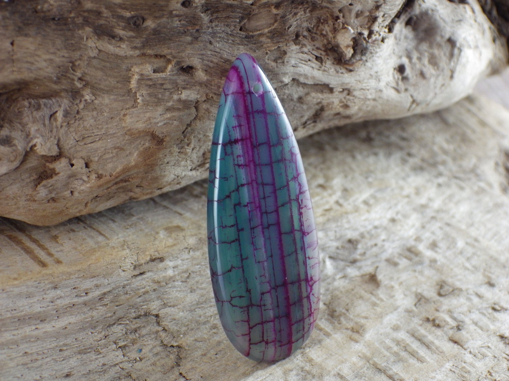 Green Dragons Vein Fire Agate Pendant, 50x20mm Semi Precious Gemstone, Top Drilled Teardrop, Designer's Stone, Jewelry Making Supplies P7