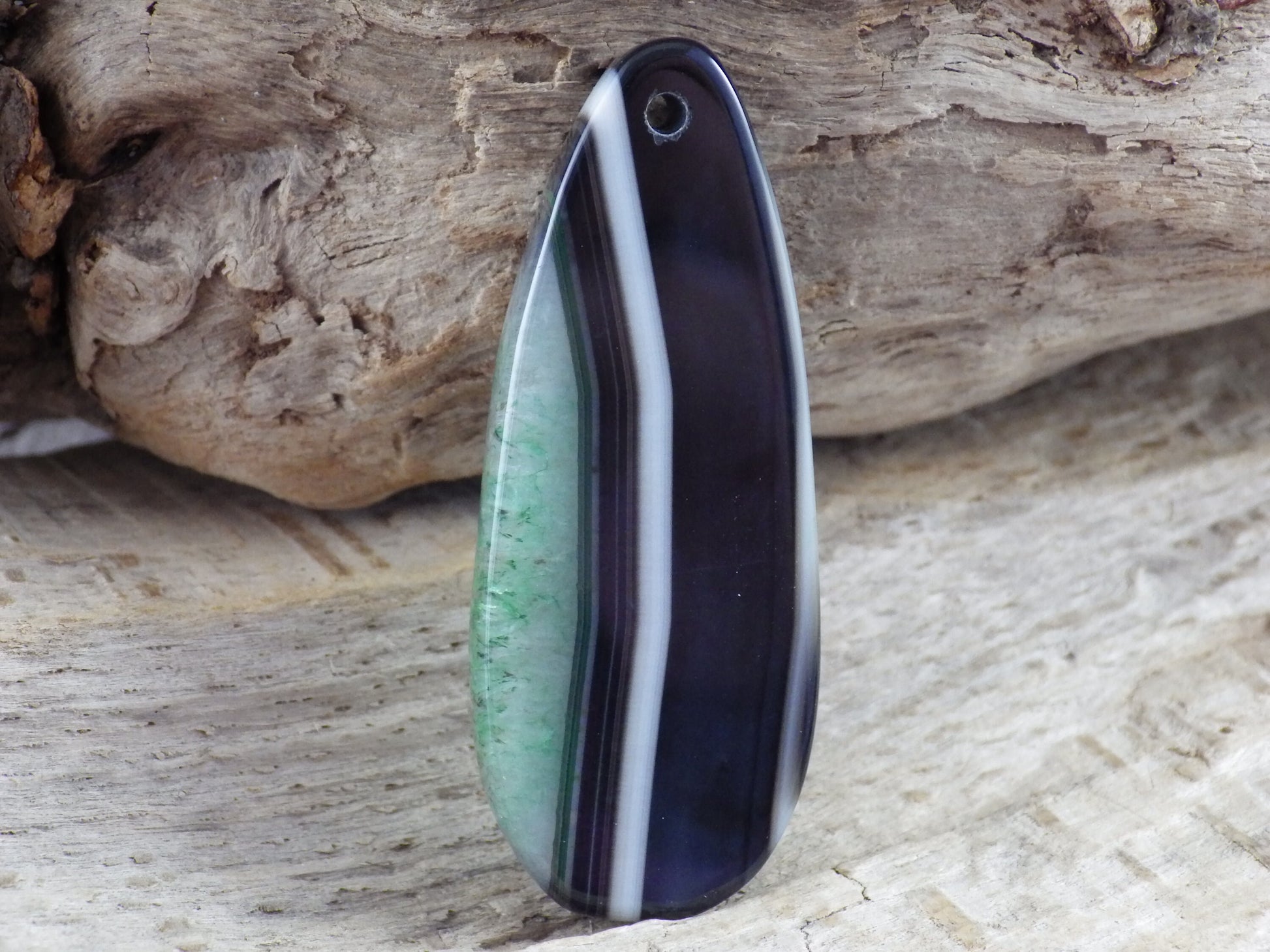 Green Agate & Druzy Quartz Geode Pendant 50x20mm, Semi Precious Gemstone, Flat Back Teardrop Designer Loose Stone, Jewelry Making G5