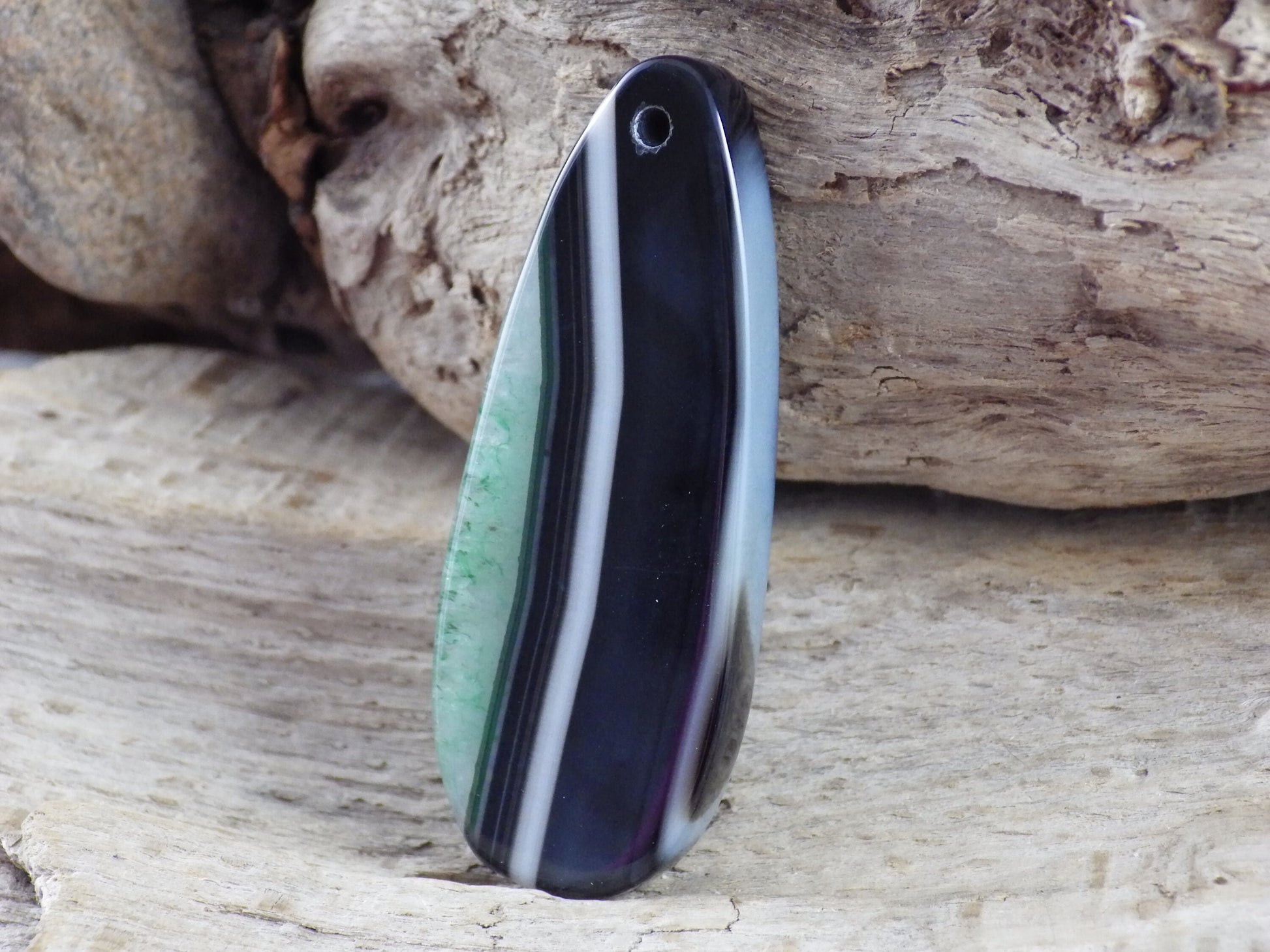 Green Agate & Druzy Quartz Geode Pendant 50x20mm, Semi Precious Gemstone, Flat Back Teardrop Designer Loose Stone, Jewelry Making G5