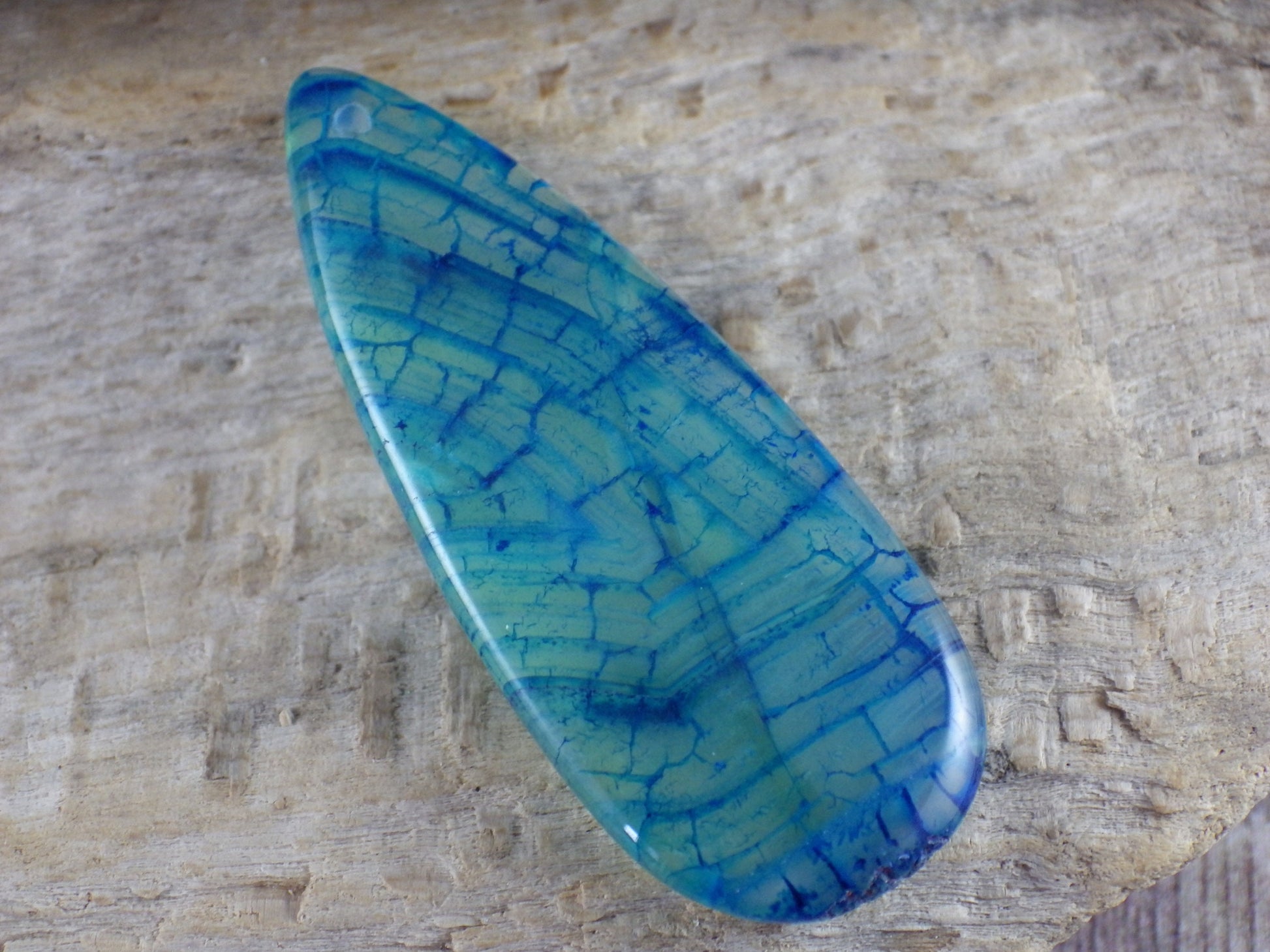 Green & Blue Dragons Vein Fire Agate Pendant, 50x20mm, Teardrop Flat Back Stone Pendant, Semi Precious Gemstone, Focal Pendant, L6