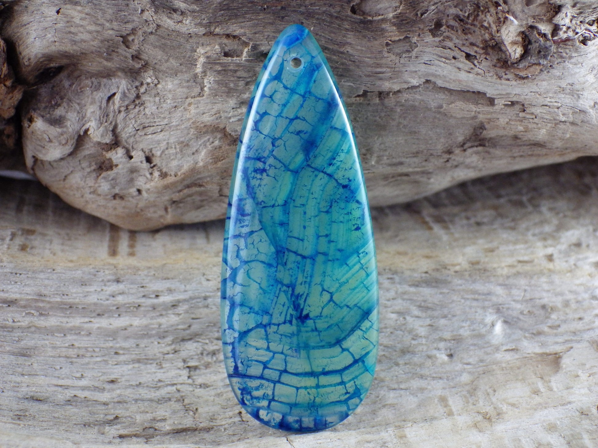 Green & Blue Dragons Vein Fire Agate Pendant, 50x20mm, Teardrop Flat Back Stone Pendant, Semi Precious Gemstone, Focal Pendant, L6