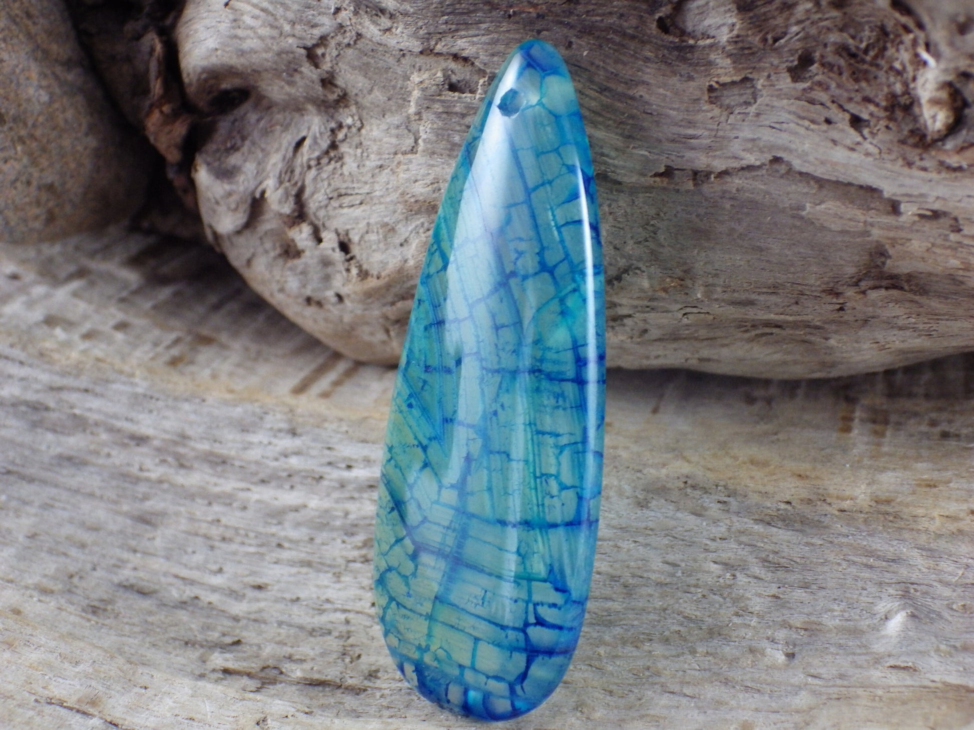 Green & Blue Dragons Vein Fire Agate Pendant, 50x20mm, Teardrop Flat Back Stone Pendant, Semi Precious Gemstone, Focal Pendant, L6