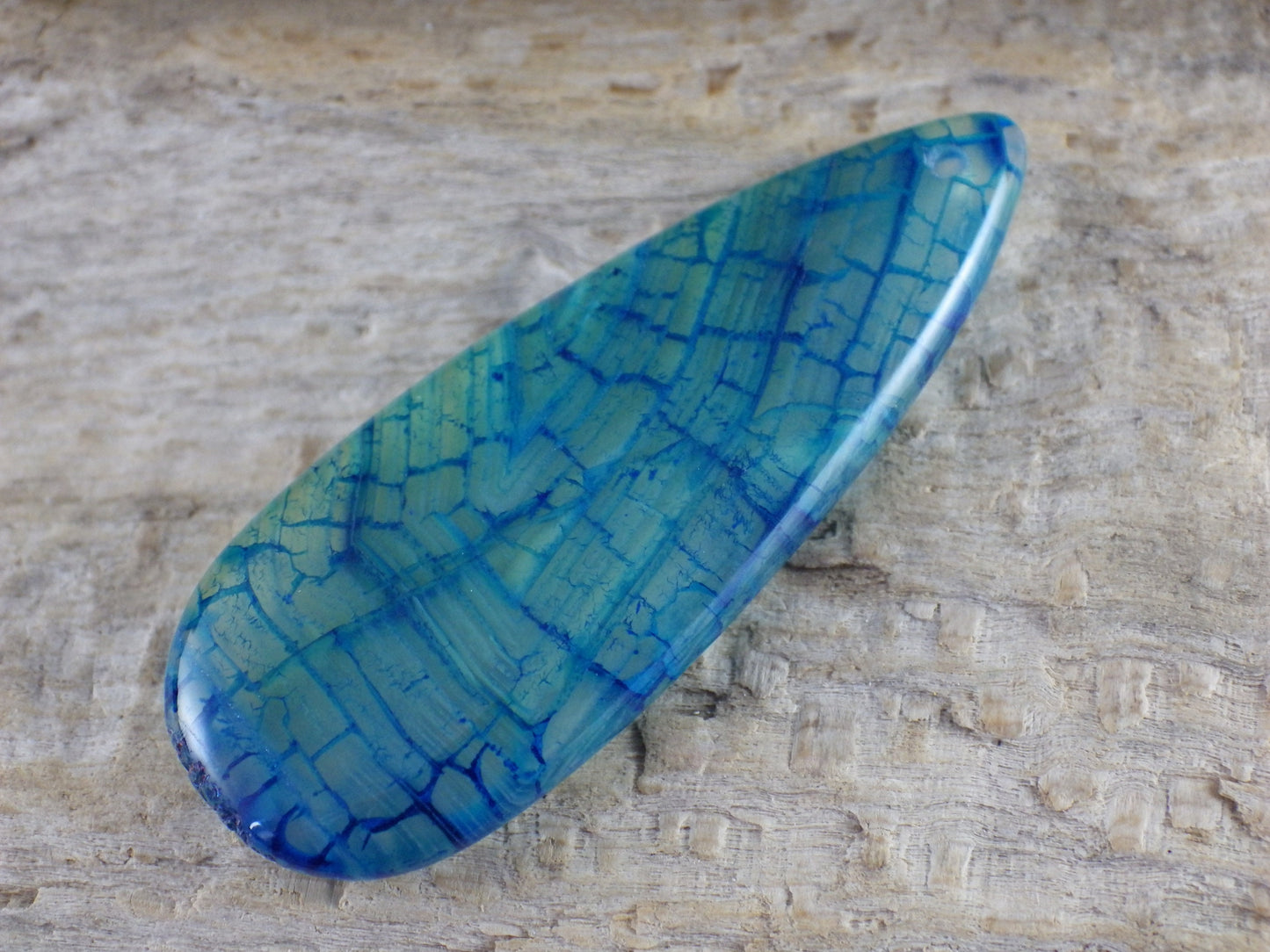 Green & Blue Dragons Vein Fire Agate Pendant, 50x20mm, Teardrop Flat Back Stone Pendant, Semi Precious Gemstone, Focal Pendant, L6