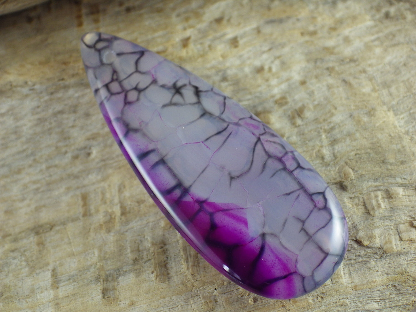 Dragons Vein Agate Semi Precious Gemstone Pendant 48x20mm, Top Drilled Teardrop Loose Stone, Focal Bead, Jewellery Making Supplies UK, N5