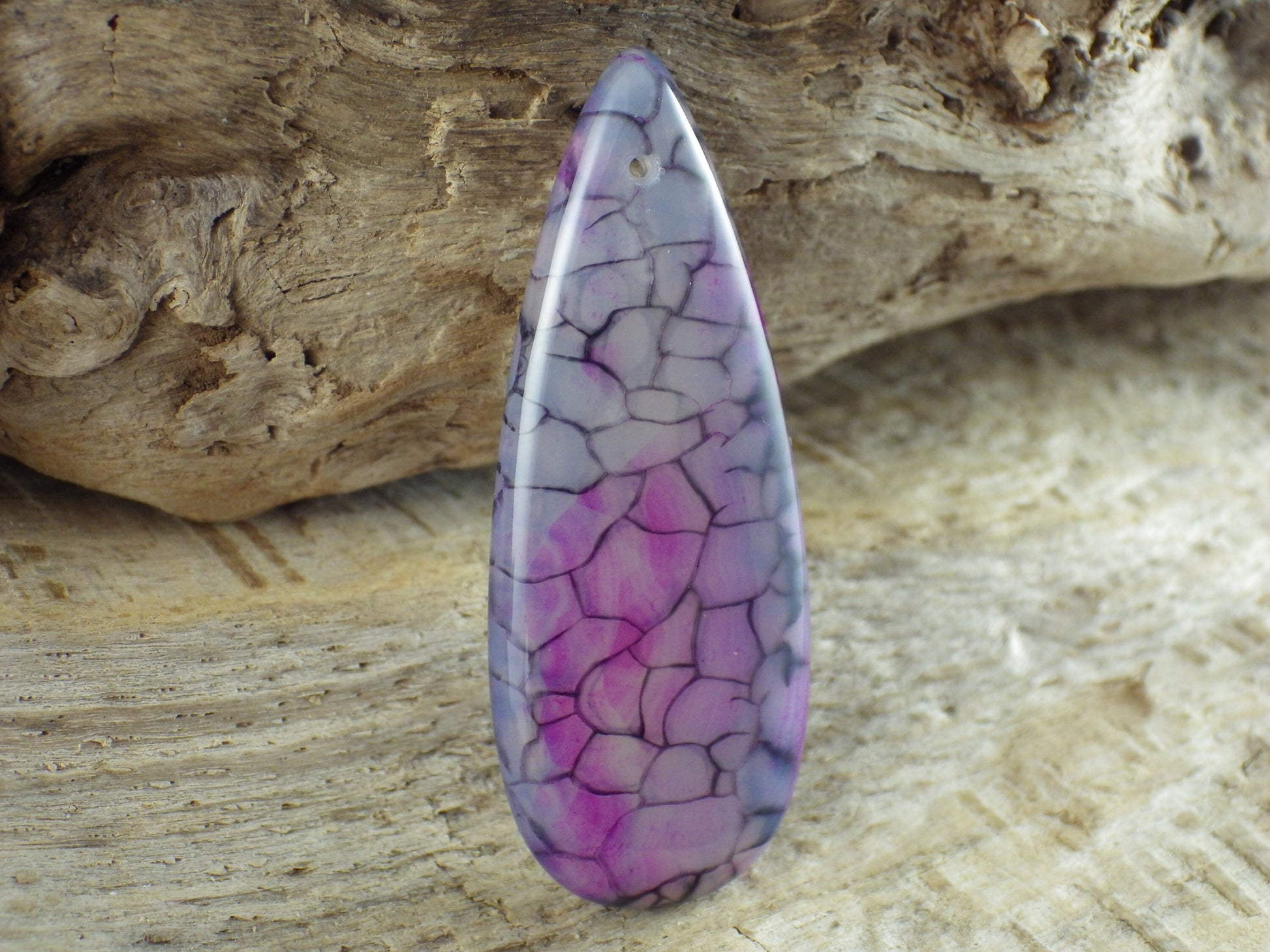 Dragons Vein Agate Semi Precious Gemstone Pendant 48x20mm, Top Drilled Teardrop Loose Stone, Focal Bead, Jewellery Making Supplies UK, N5