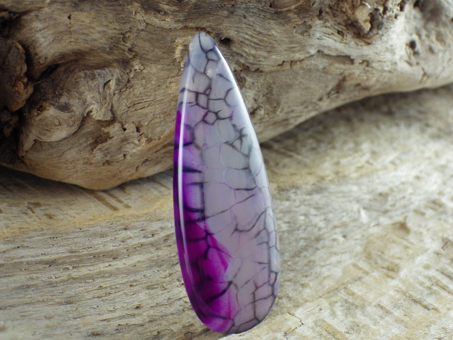 Dragons Vein Agate Semi Precious Gemstone Pendant 48x20mm, Top Drilled Teardrop Loose Stone, Focal Bead, Jewellery Making Supplies UK, N5