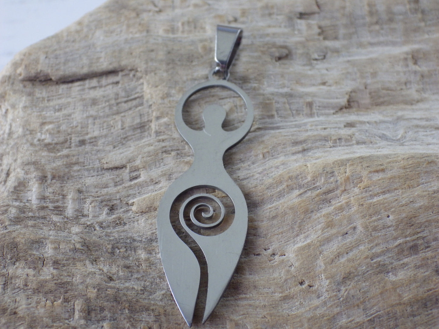 Pagan Goddess Charms Pendants, 45x12mm Stainless Steel Wiccan Fertility Spiral Goddess, Celtic Gothic Druid, Jewelry Making Supplies UK