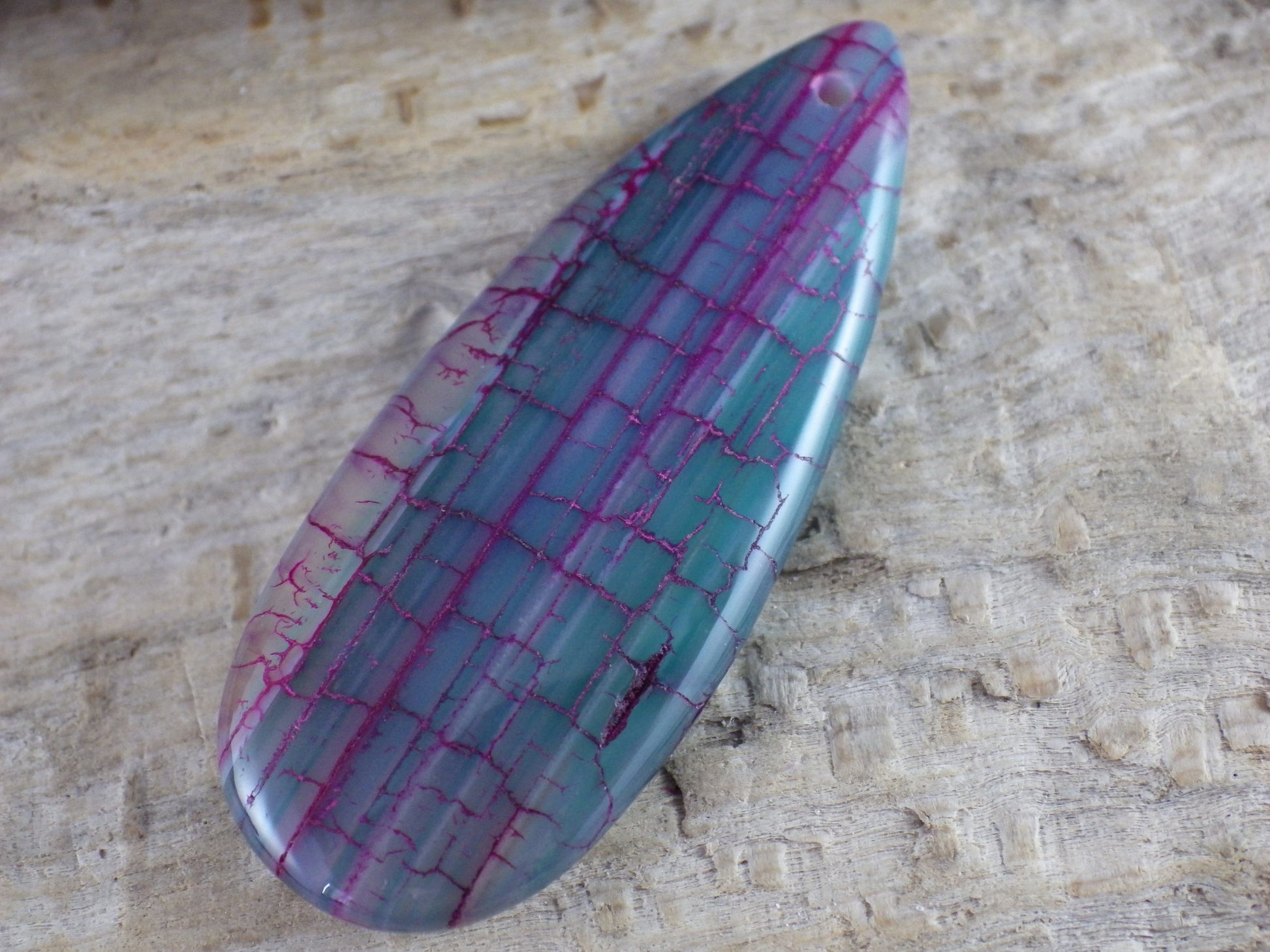 Green Dragons Vein Fire Agate Pendant, 50x20mm Semi Precious Gemstone, Top Drilled Teardrop, Designer's Stone, Jewelry Making Supplies P7