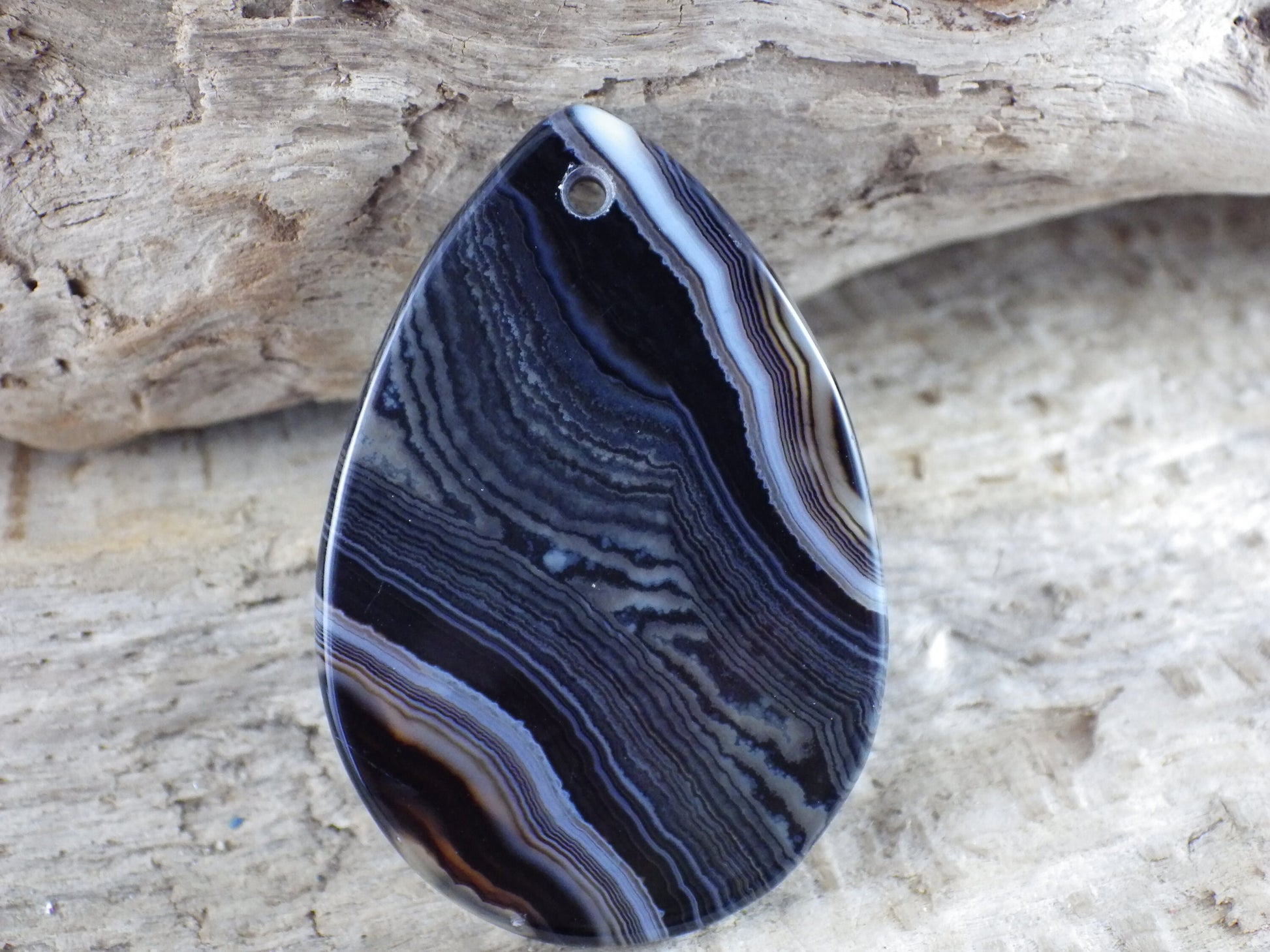 Onyx Agate Flat Back Teardrop Pendant, 41x28mm Semi Precious Gemstone, Top Drilled Necklace Pendant Loose Stone, Jewelry Making Supplies N5