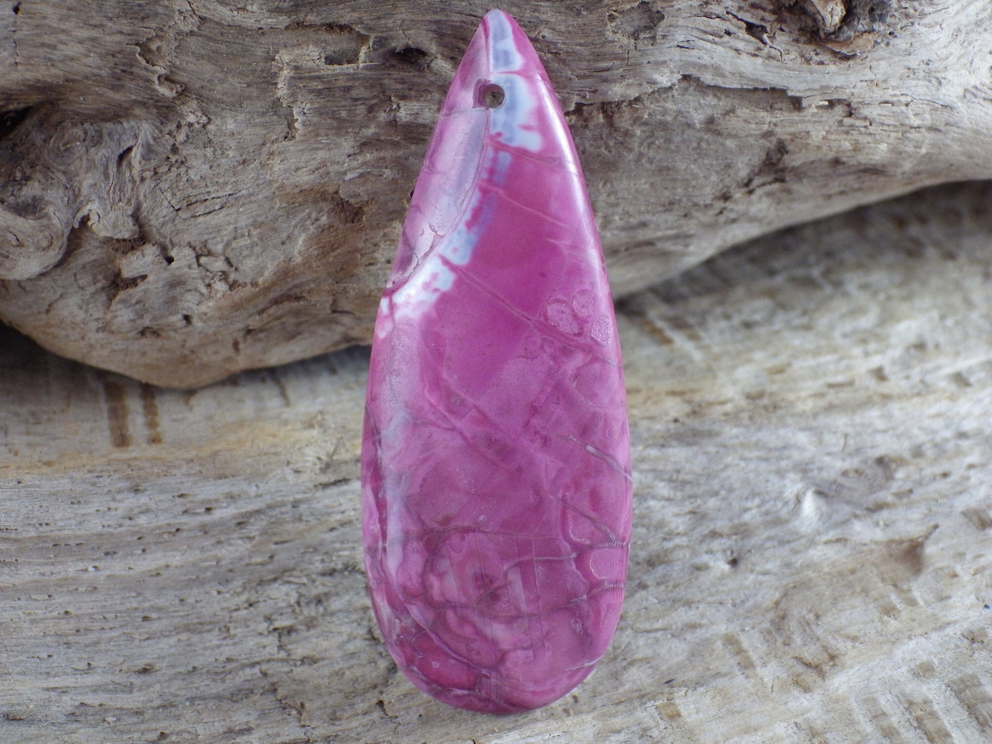 Pink Agate Teardrop Pendant 49x19mm, Semi Precious Gemstone, Statement Pendant, Loose Stone, UK Jewelry Making Supplies, A1