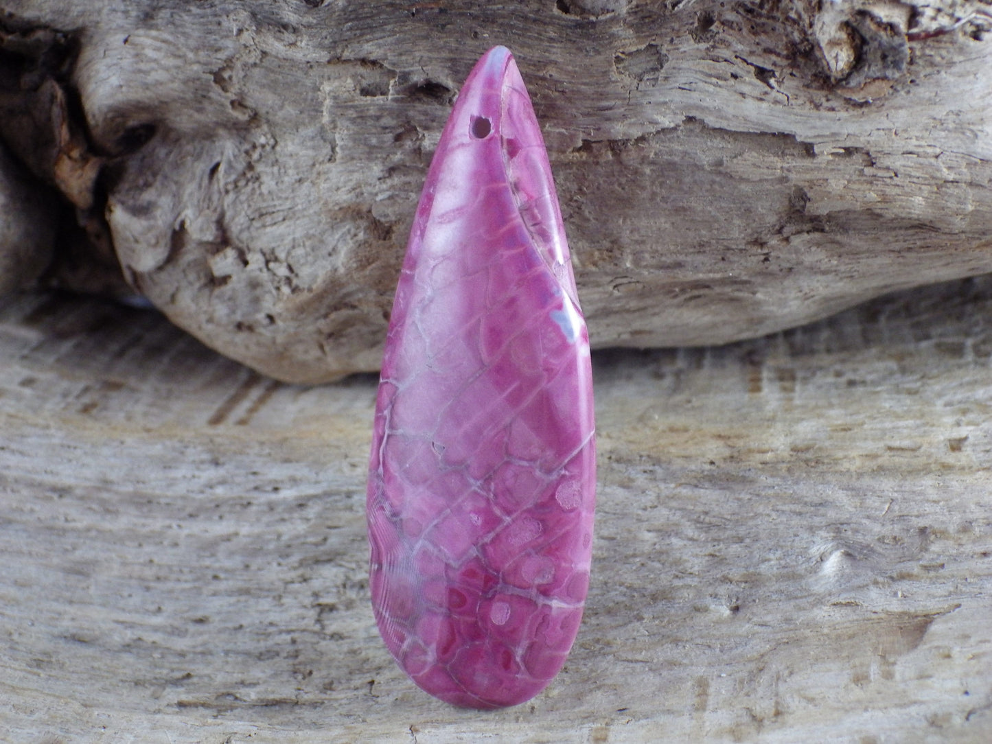 Pink Agate Teardrop Pendant 49x19mm, Semi Precious Gemstone, Statement Pendant, Loose Stone, UK Jewelry Making Supplies, A1