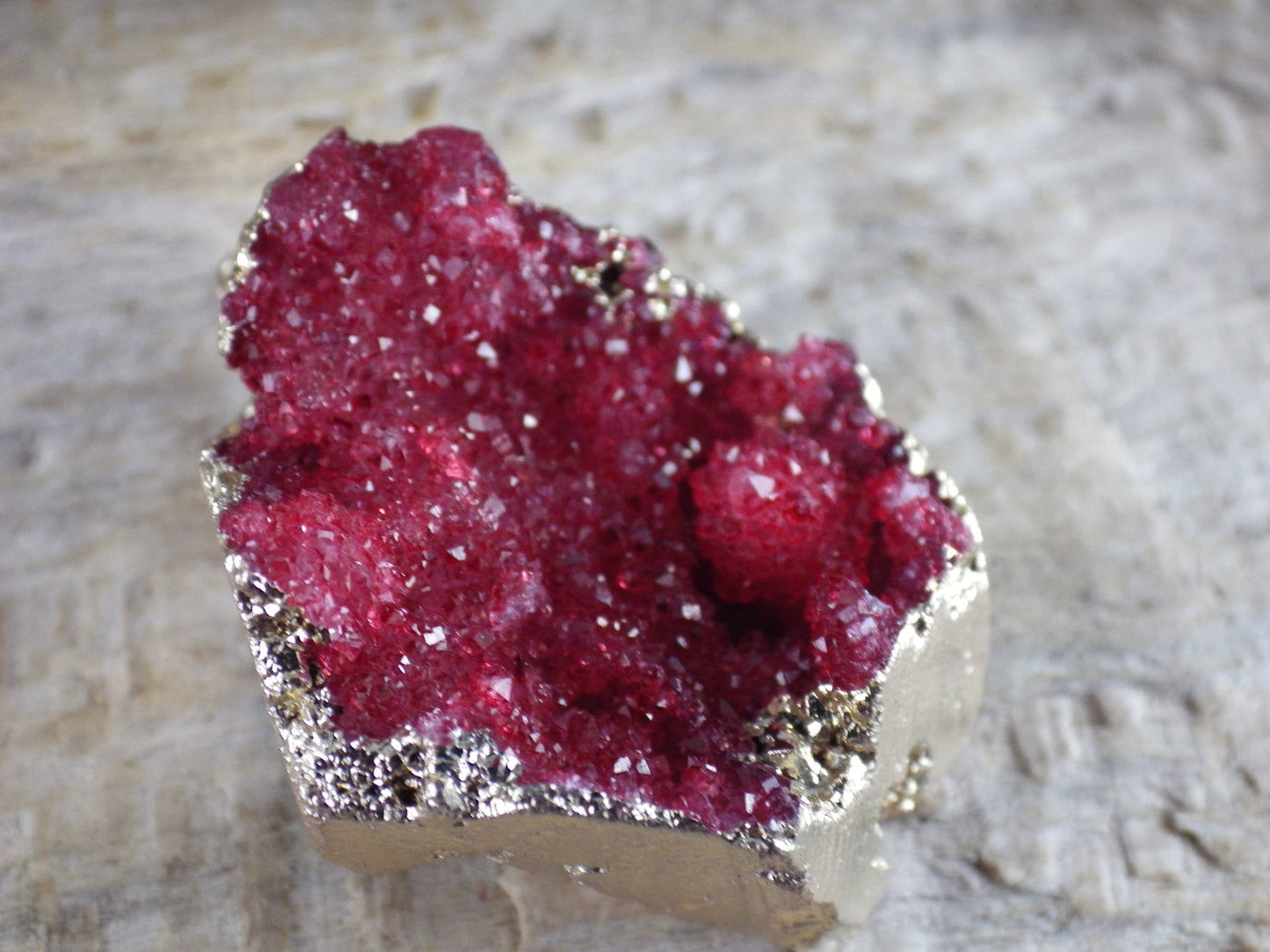 Red & Gold Druzy Quartz Geode Pendant 33x28mm, Semi Precious Gemstone, Loose Stone, Designer Jewellery Making Supplies UK N5