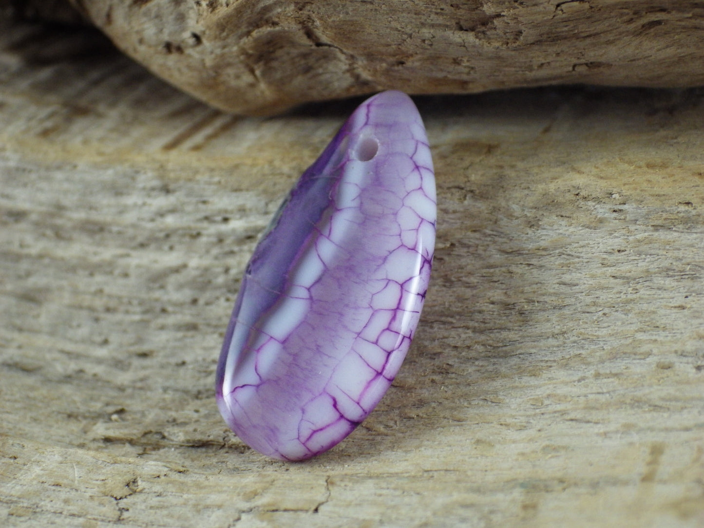 Purple Dragon's Vein Agate Pendant 29x15mm, Semi Precious Gemstone, Flat Backed Teardrop, Loose Stone, Jewellery Making Supplies UK P4