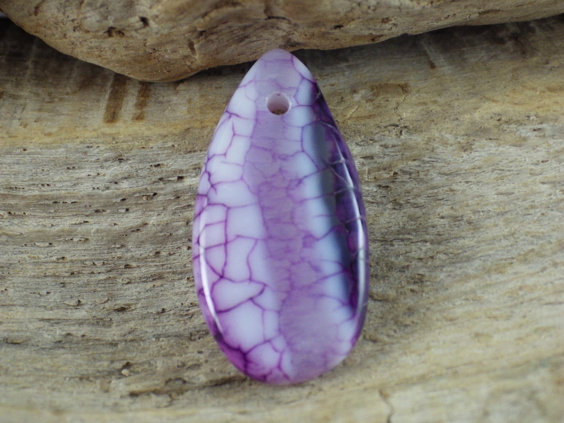 Purple Dragon's Vein Agate Pendant 29x15mm, Semi Precious Gemstone, Flat Backed Teardrop, Loose Stone, Jewellery Making Supplies UK P4