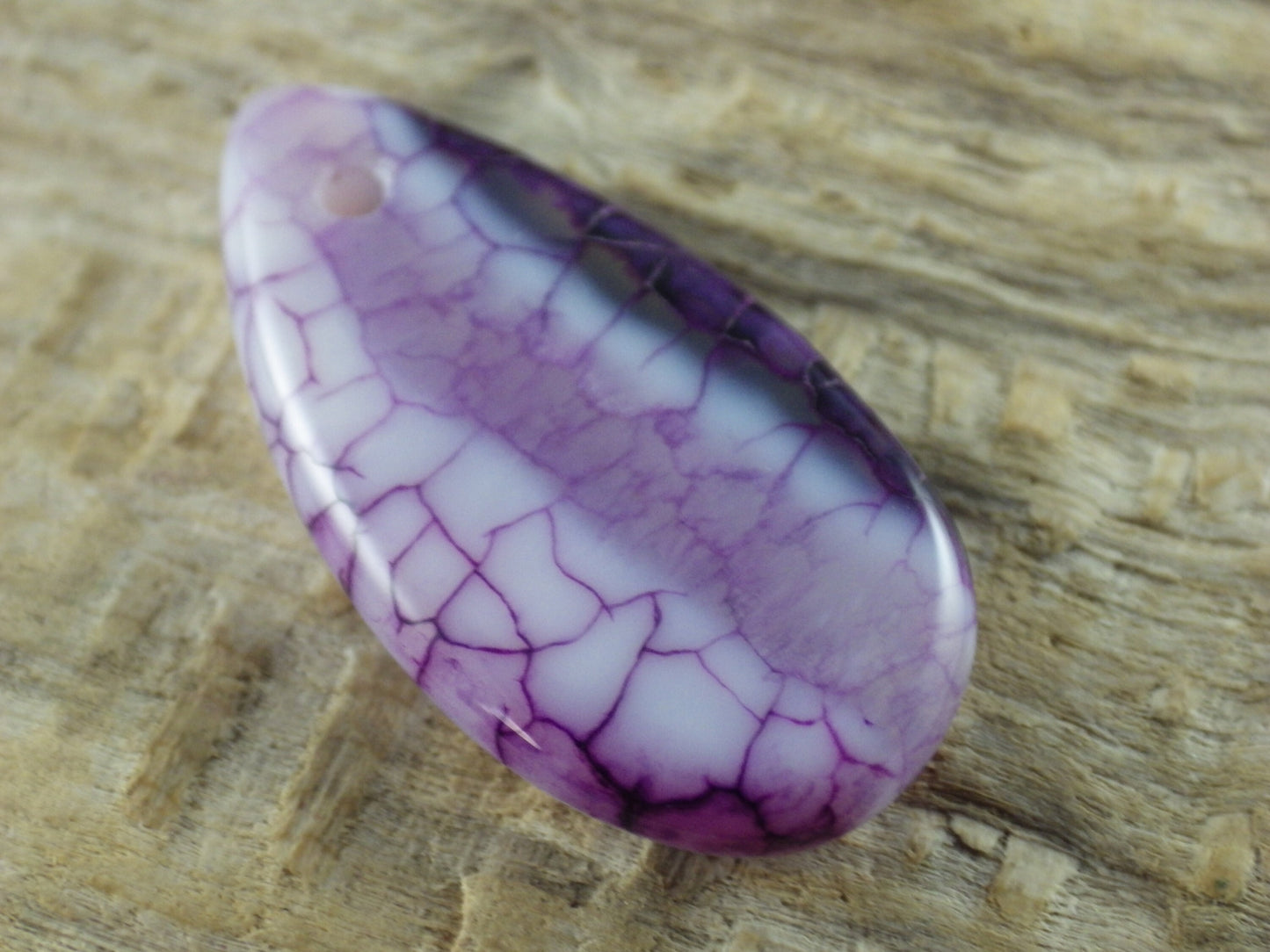 Purple Dragon's Vein Agate Pendant 29x15mm, Semi Precious Gemstone, Flat Backed Teardrop, Loose Stone, Jewellery Making Supplies UK P4