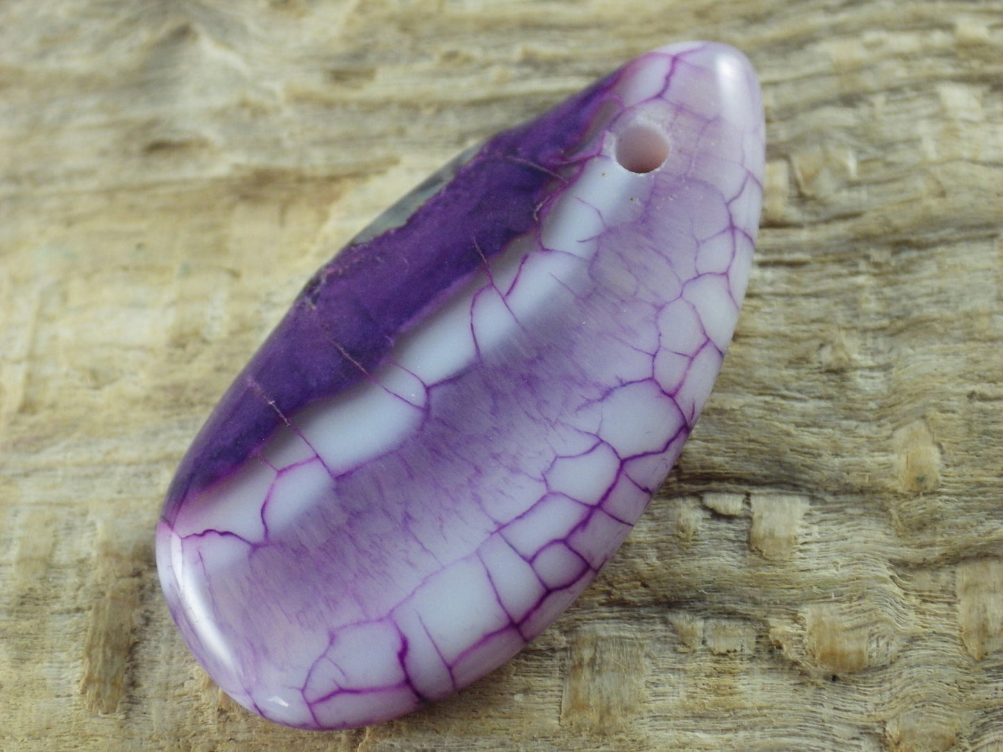 Purple Dragon's Vein Agate Pendant 29x15mm, Semi Precious Gemstone, Flat Backed Teardrop, Loose Stone, Jewellery Making Supplies UK P4