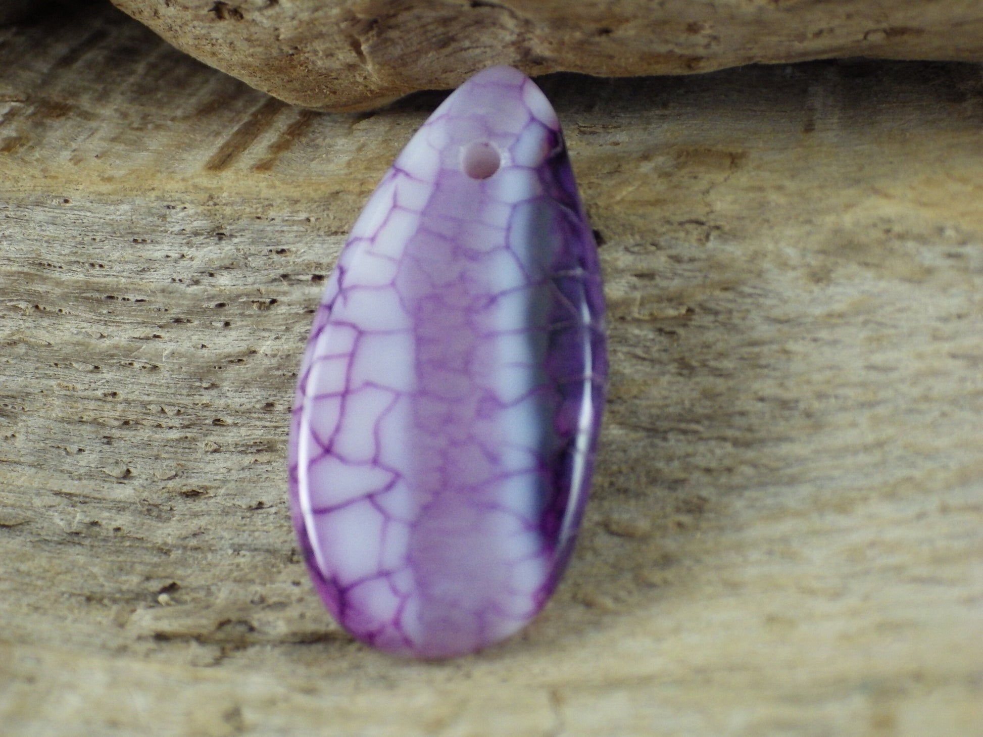 Purple Dragon's Vein Agate Pendant 29x15mm, Semi Precious Gemstone, Flat Backed Teardrop, Loose Stone, Jewellery Making Supplies UK P4