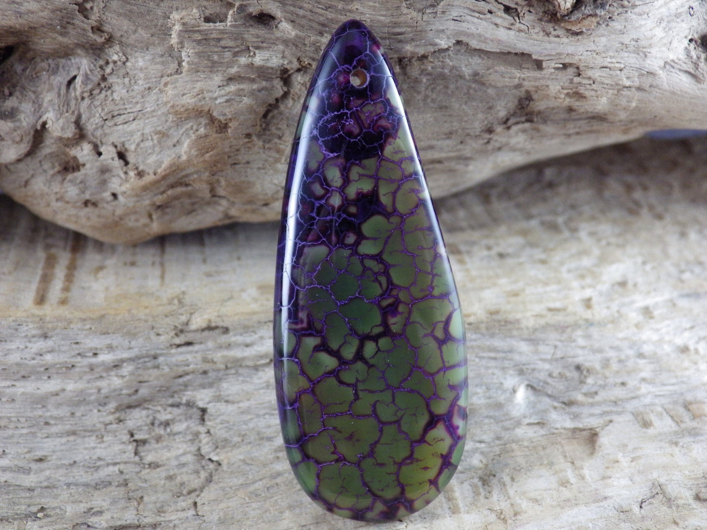 Purple Dragons Vein Fire Agate Teardrop Pendant, 50x20mm Semi Precious Gemstone, Loose Designers Stone, UK Jewellery Making Supplies G7